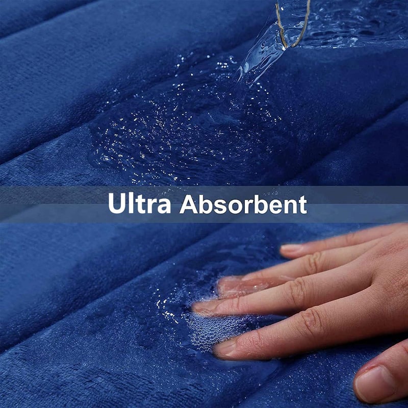 Buganda Memory Foam U-Shaped Contour Toilet Rugs, Non Slip Absorbent, Thick Soft Washable Bathroom Mat, Floor Carpet Bath Rugs Mat for Toilet Base (24" x 20", Navy Blue) - Image 5